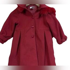 Fox fur red pea coat